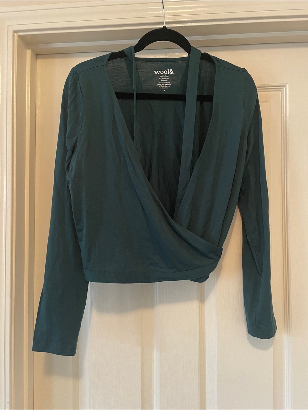 Wool& Natalia Wrap Top Pine Green Medium